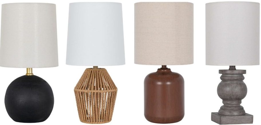 Stock images of four Mainstays Mini Lamps Walmart