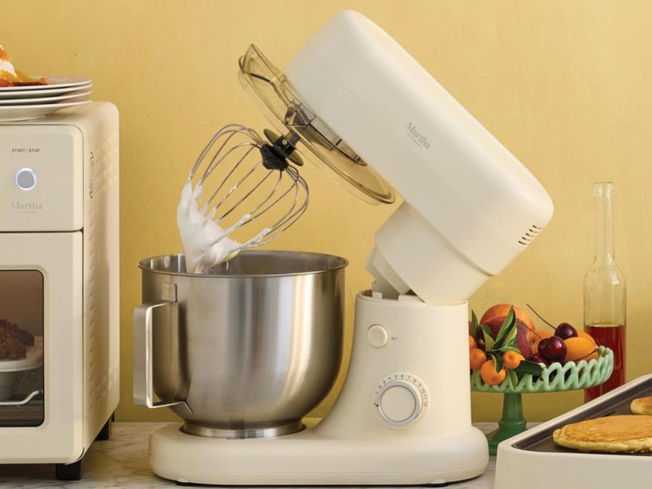 A white Martha Stewart Stand Mixer