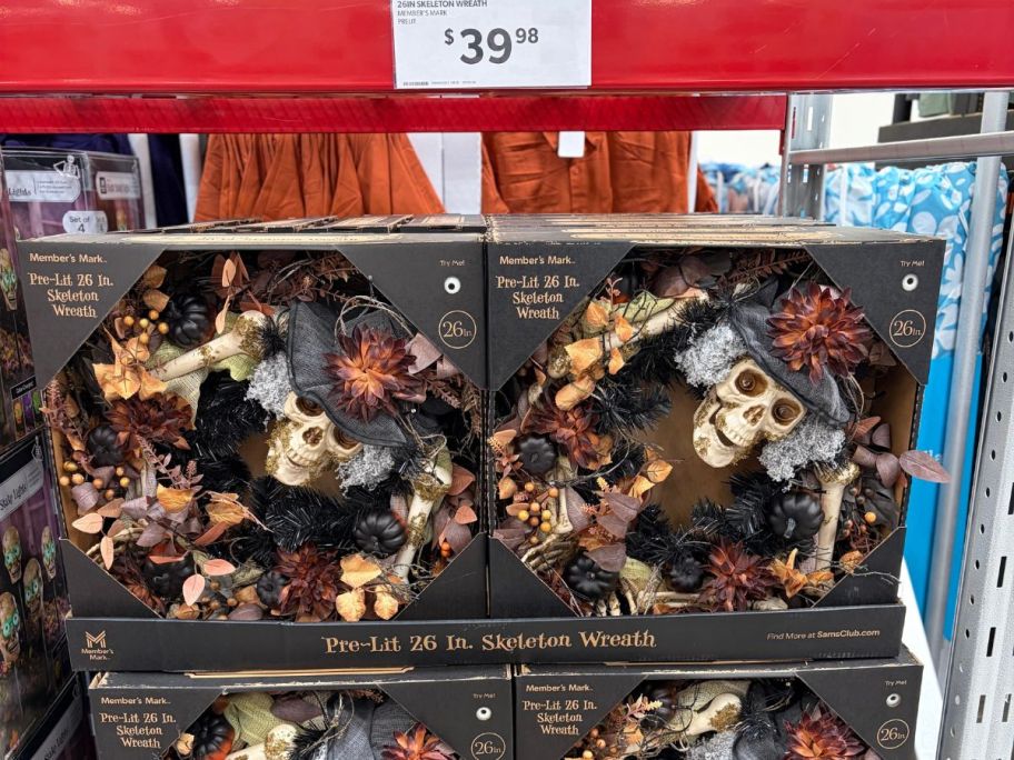Member's Mark 26" Pre-Lit Skeleton Wreaths in store