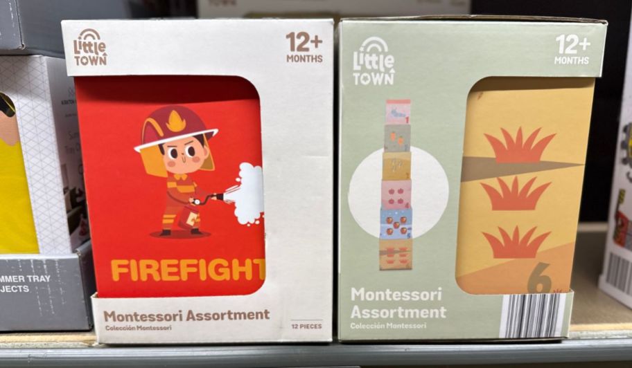 two different Montessori sets on their store shelf