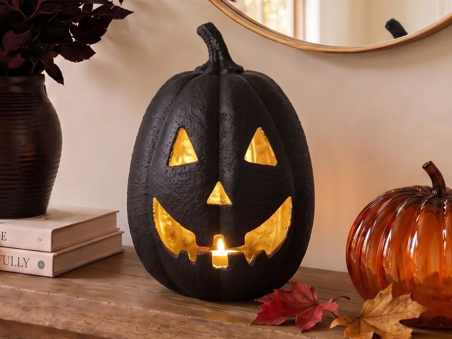 My Texas House Jack-o'-Lantern Tabletop Decoration on table