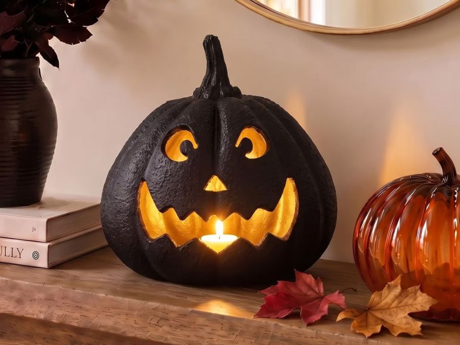 My Texas House Jack-o'-Lantern Tabletop Decoration on table