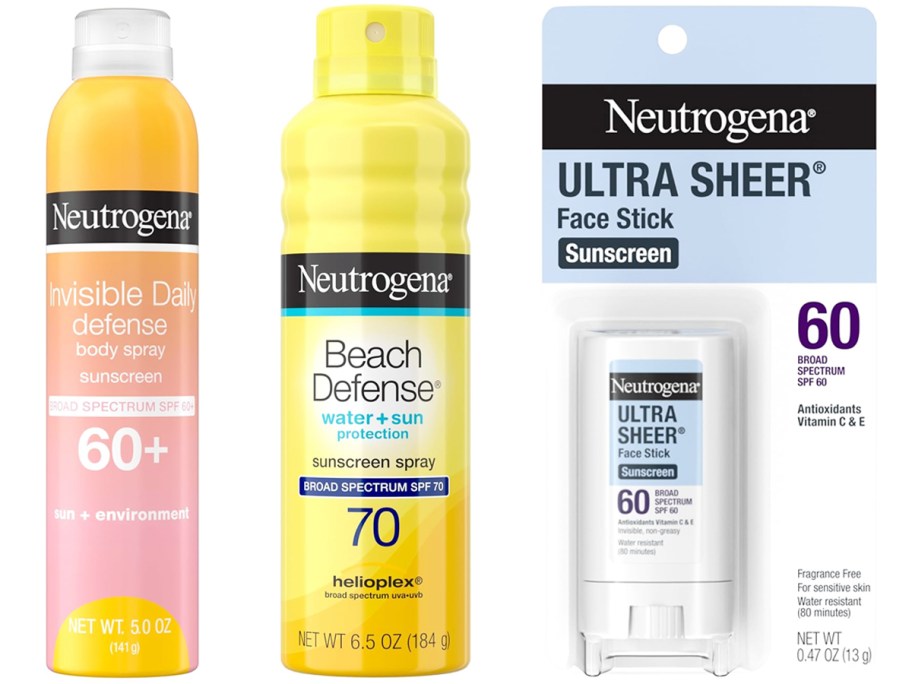 3 bottles of Neutrogena Sunscreens