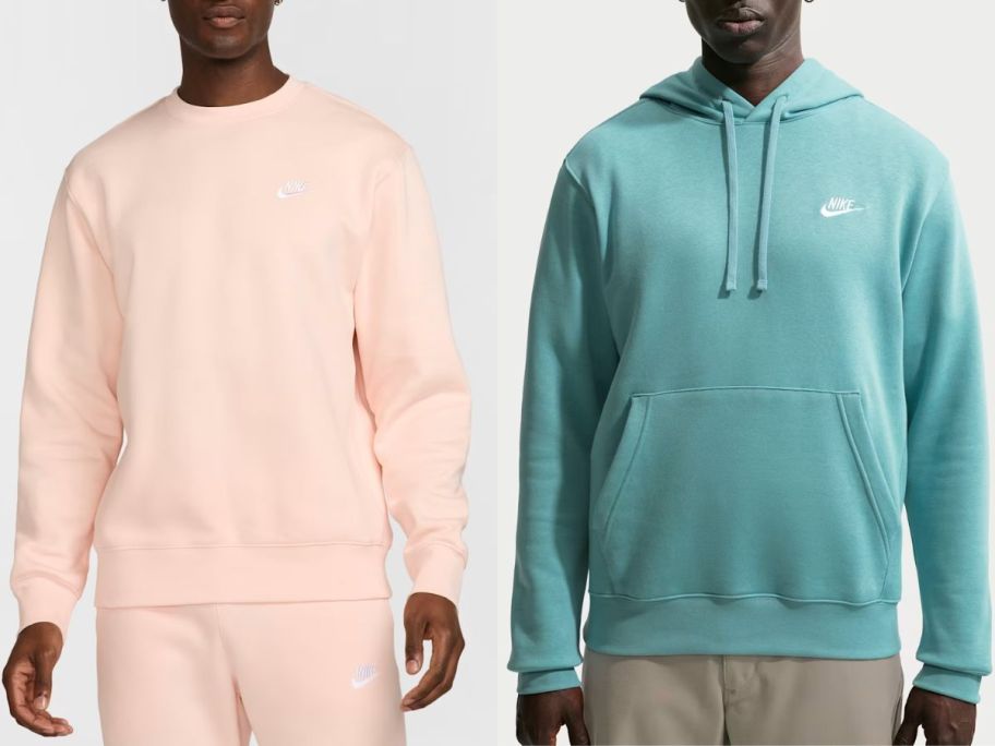 Stock images of two men wearing Nike sweatshirts