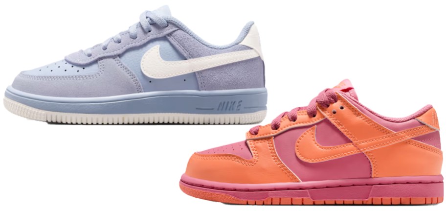 light blue and pink/orange nike sneakers