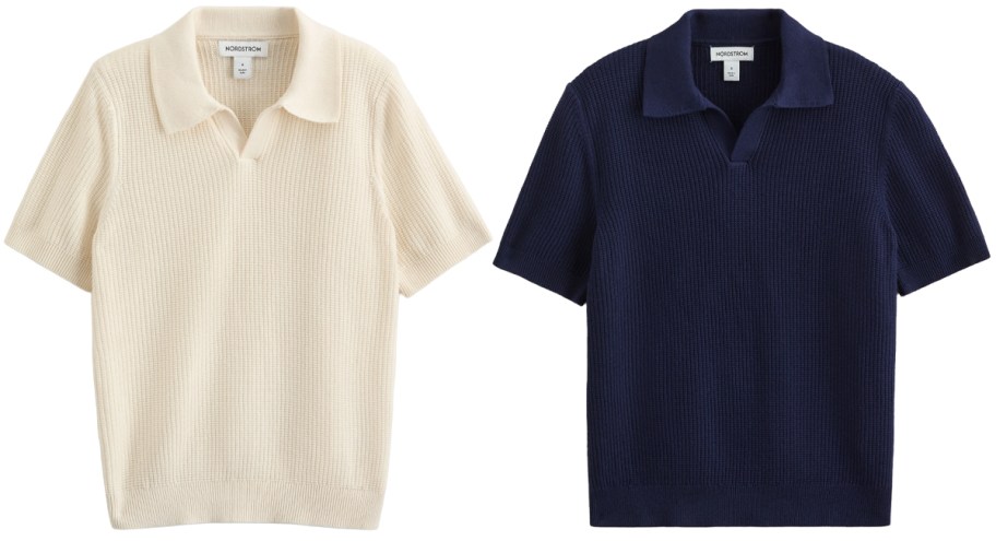 Nordstrom Kids' Waffle Stitch Johnny Collar Polo Sweater