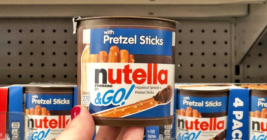 hand holding a pack of Nutella & Go in store