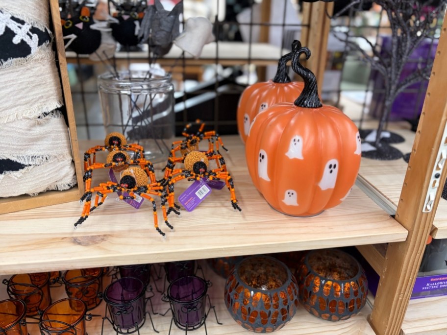 spider and pumpkin decor