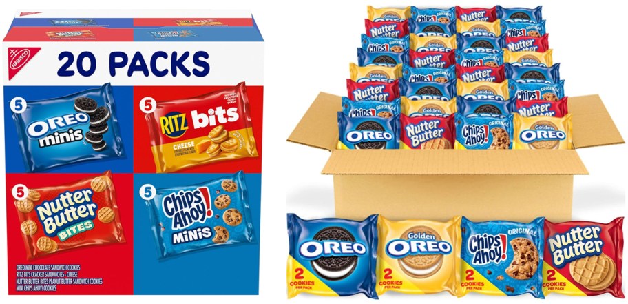 Oreo Minis, Chips Ahoy! Minis, Ritz Bits, & Nutter Butter Bites 20-Count Variety Pack and Nabisco Oreo, Chips Ahoy!, & Nutter Butter 56-Count Variety Pack