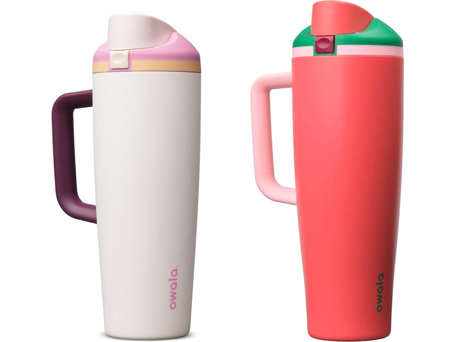 white and pink owala tumblers