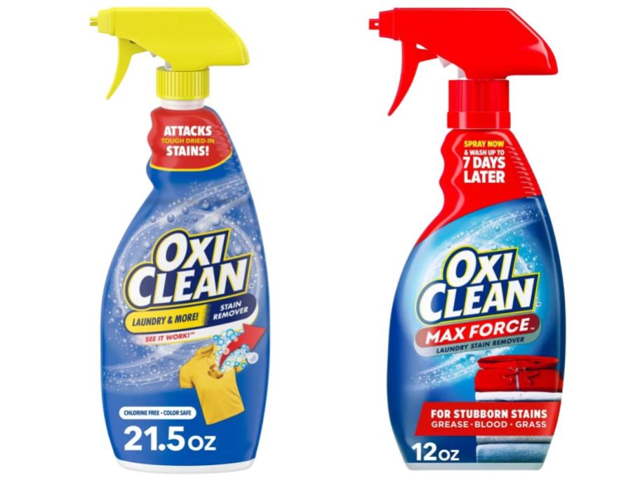 two OxiClean Stain Remover spray bottles
