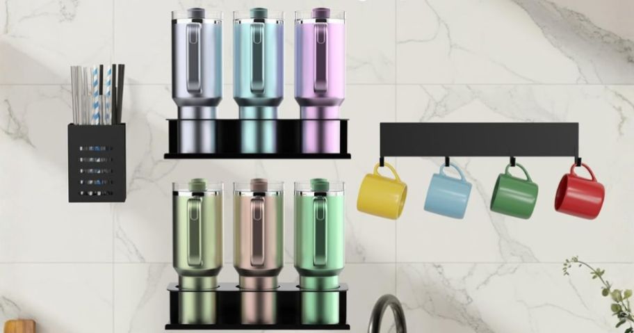 POLRAI 4-Pack Magnetic Cup Holder on wall