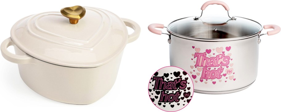 white dutch oven and stock pot