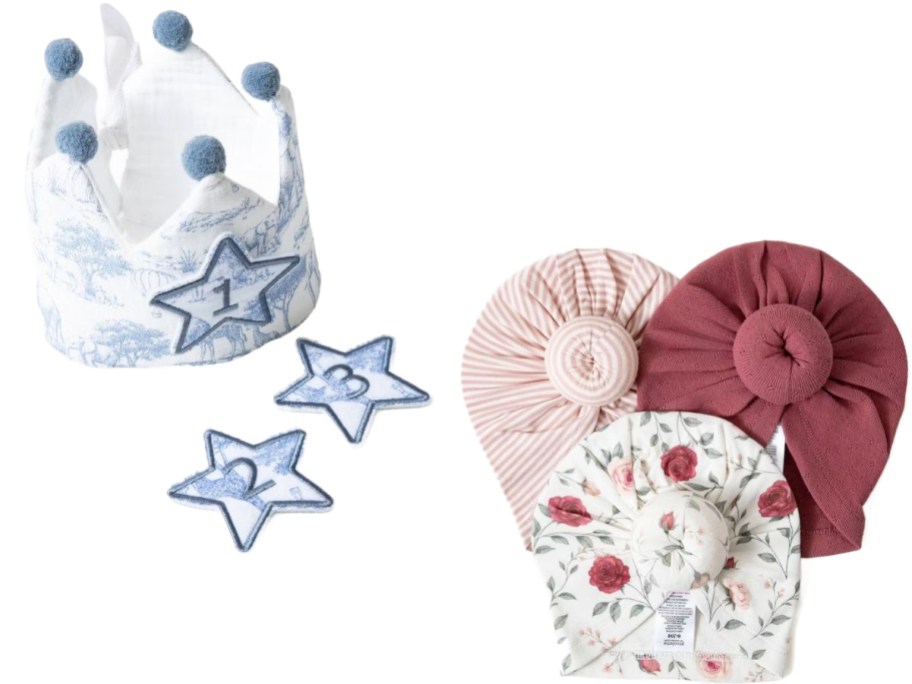 Stock images of a Picolette Birthday Crown and 3-Pack of Girls Hats