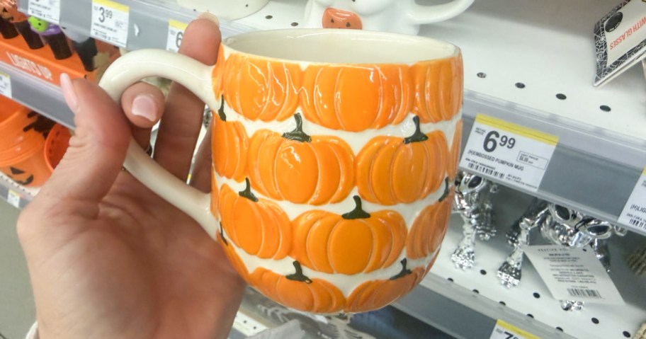 Pumpkin Mug being held at Walgreens