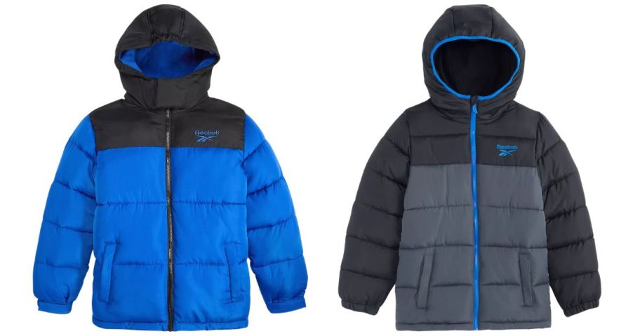Reebok Boys' Hooded Puffer Jacket and Toddler Boys' Hooded Puffer Jacket