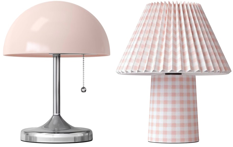 Room Essentials Trend Metal Shade with Chrome Base Table Lamp and Trend Pleated Double Shade Lamp