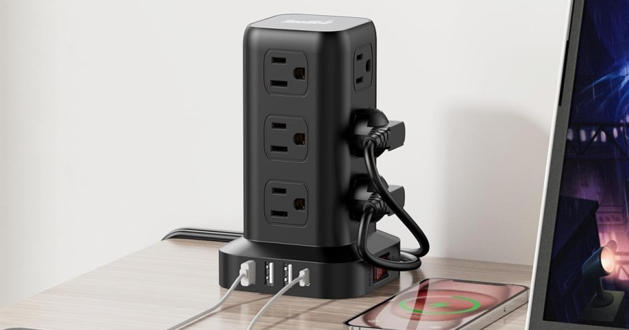 Tower Surge Protector w/ 12 Outlets & 4 USB Ports Just $16.99 on Amazon (Reg. $34)