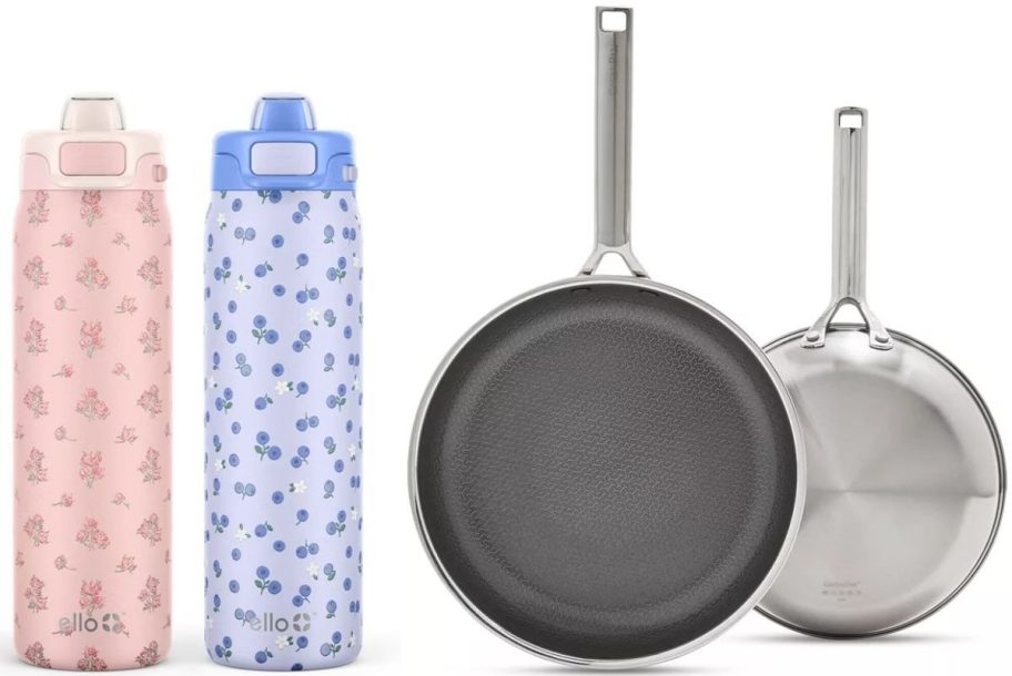 Stock images of Ello Pop Bottles and Green Pan Frying Pan 2-pack