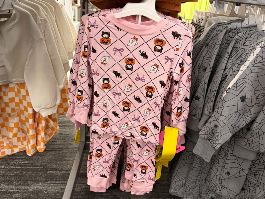 Sanrio Toddler Girls' Halloween 2pc Hello Kitty Viscose Snug Fit Pajama Set