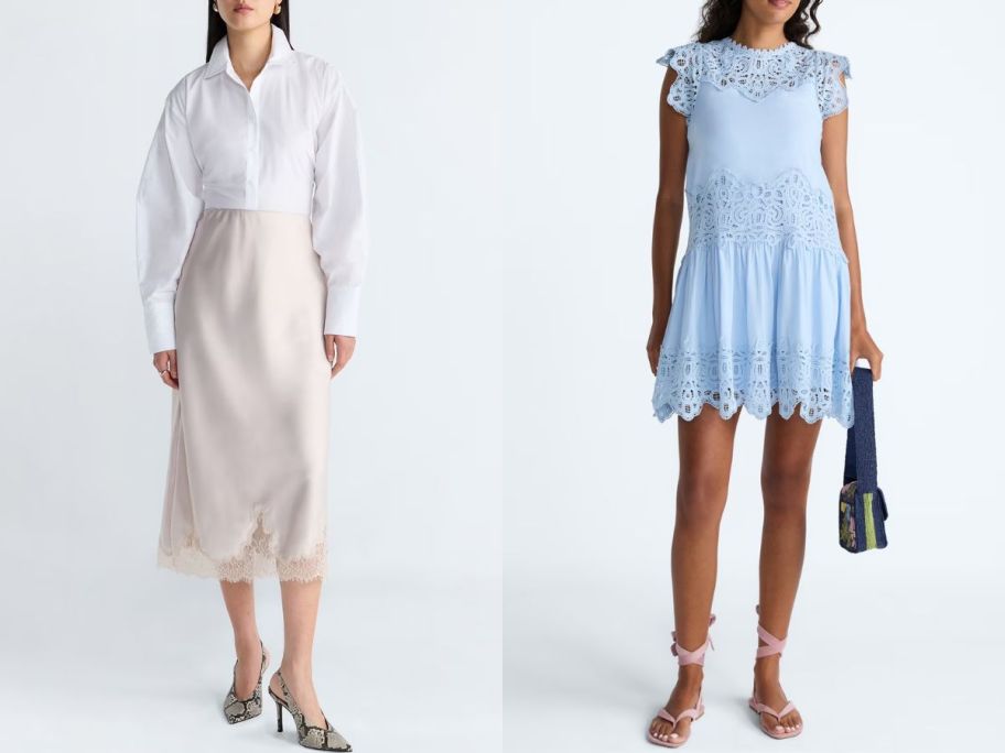 Stock images of two women wearing Scoop clothing from Walmart