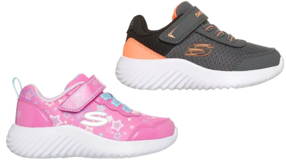 Skechers pink girl shoes and gray boy shoes