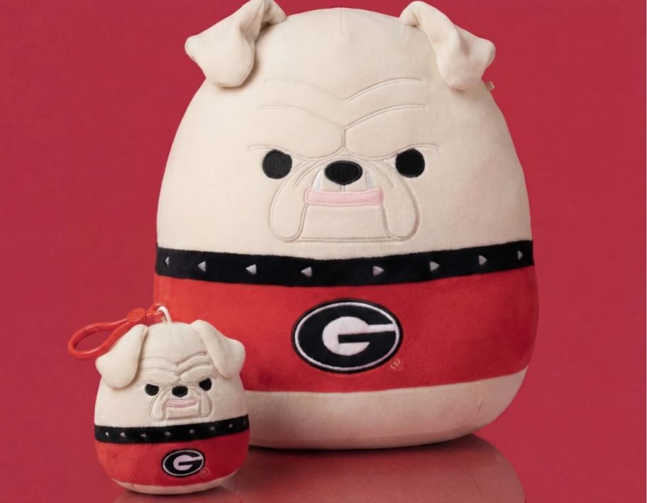 University of Georgia Squishmallows Plush Bulldog and Keychain