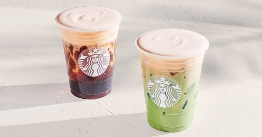 Starbucks new Orange Cream beverages on counter