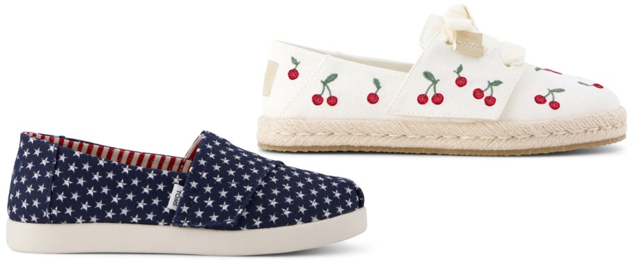 TOMS Alpargata Classic Kids Navy Stars Shoes, TOMS Carolina Lace-Up Kids Espadrilles