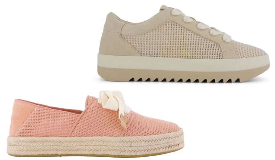 Toms platform shoes in pink and beige
