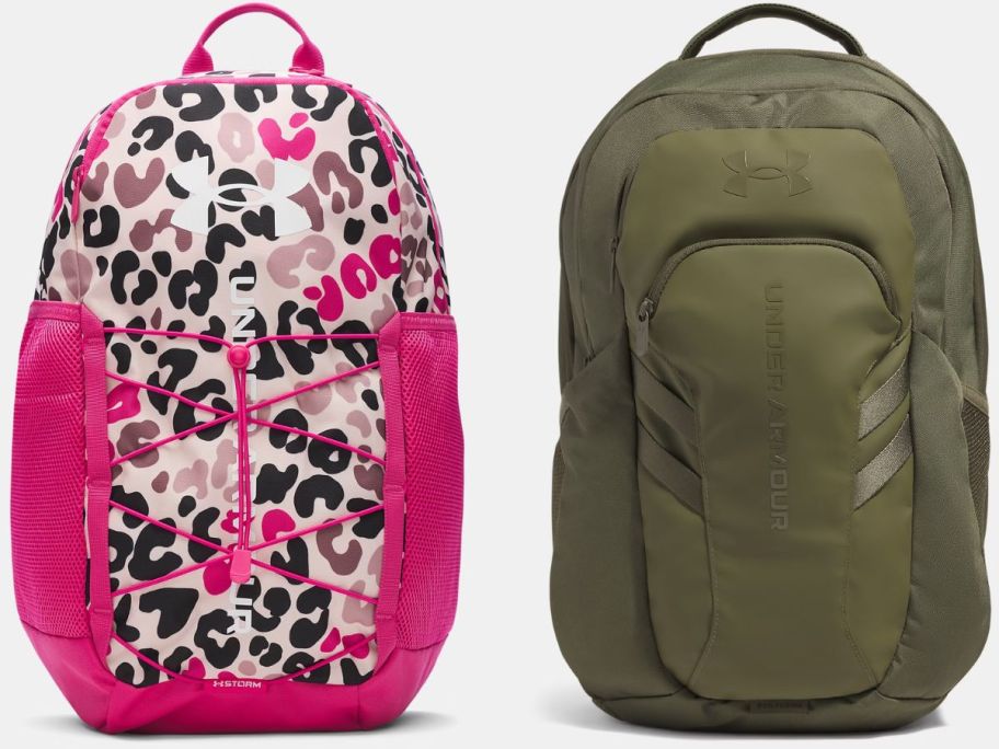 Stock images of two Under Armour Backpacks