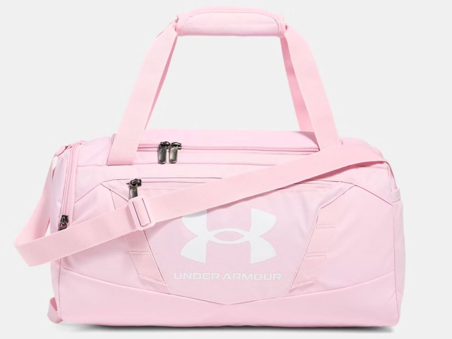 Stock image of a Pink Under Armour Duffle Bag