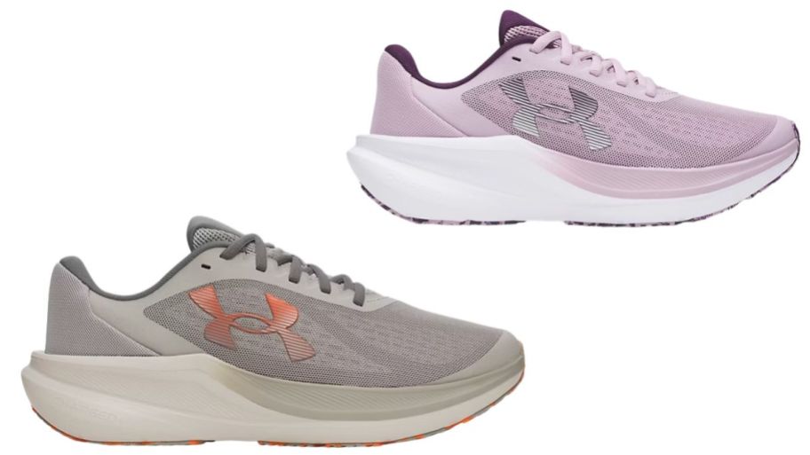 Under Armour running shoes in gray and purple