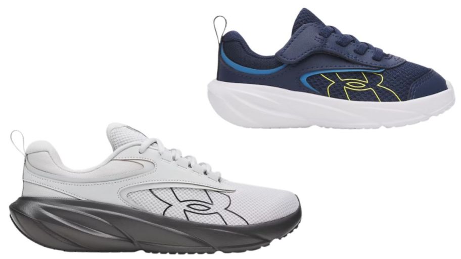Under Armour running shoes in gray and blue