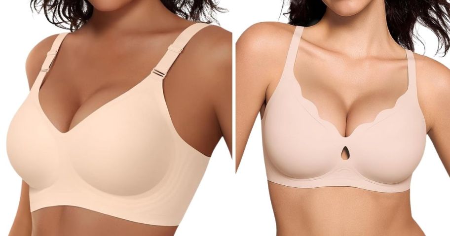 two women wearing beige Vertvie Jelly Bra and ProKloud Jelly Bra