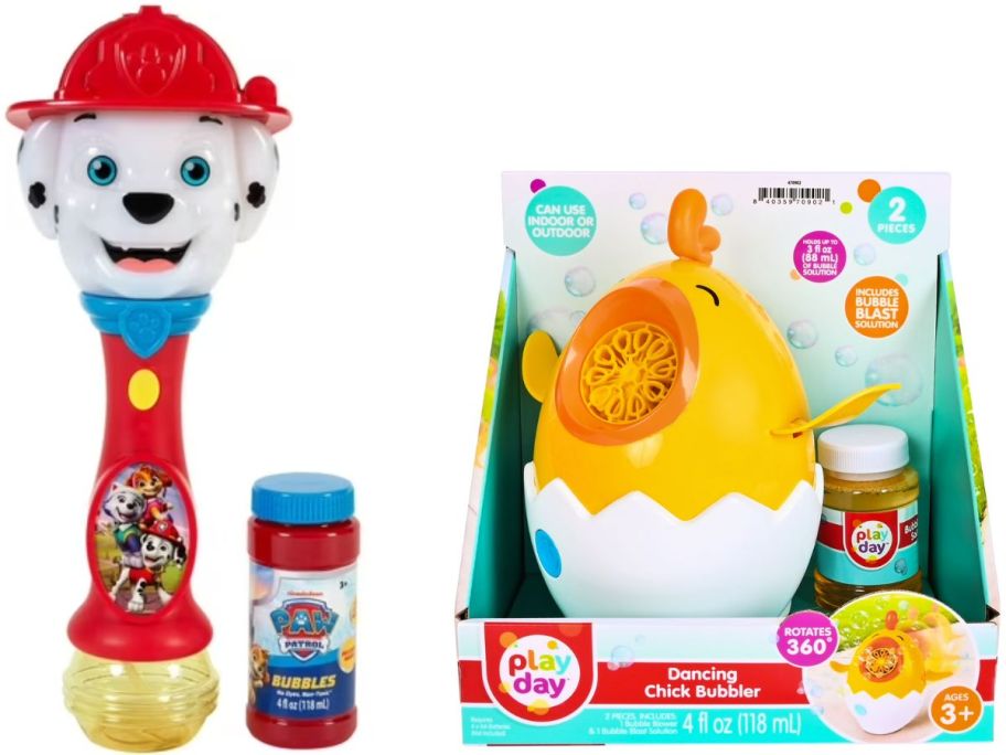 Stock images of Paw Patrol Bubble wand and Play Day Dancing Chick Bubble Blower