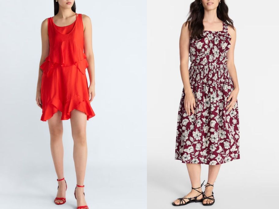 Stock images of two women wearing Walmart dresses
