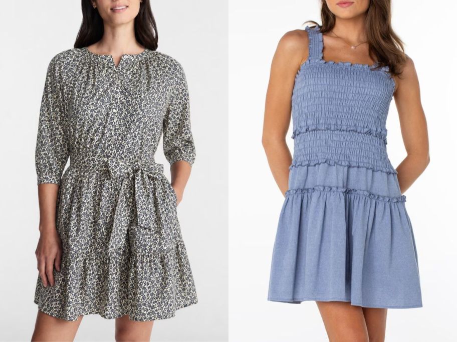 Stock images of two women wearing Walmart dresses