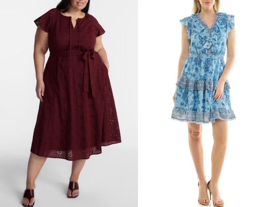Stock images of two women wearing Walmart dresses