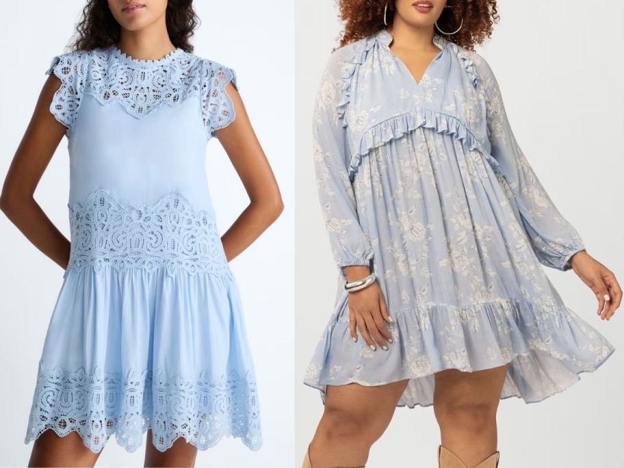Stock images of two women wearing Walmart dresses