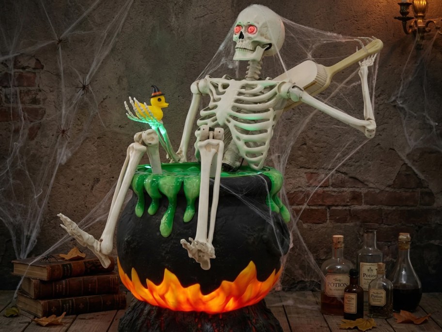 Way To Celebrate 43 Animated Skeleton Bathing in Cauldron