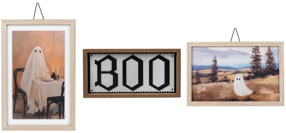 Way To Celebrate Ghostly Dinner Framed Wall Art, Boo Framed Tabletop Sign, Countryside Ghost Framed Wall Art