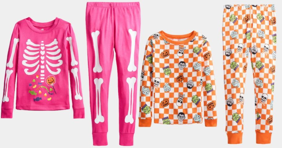 two sets of Way To Celebrate halloween kids pajamas