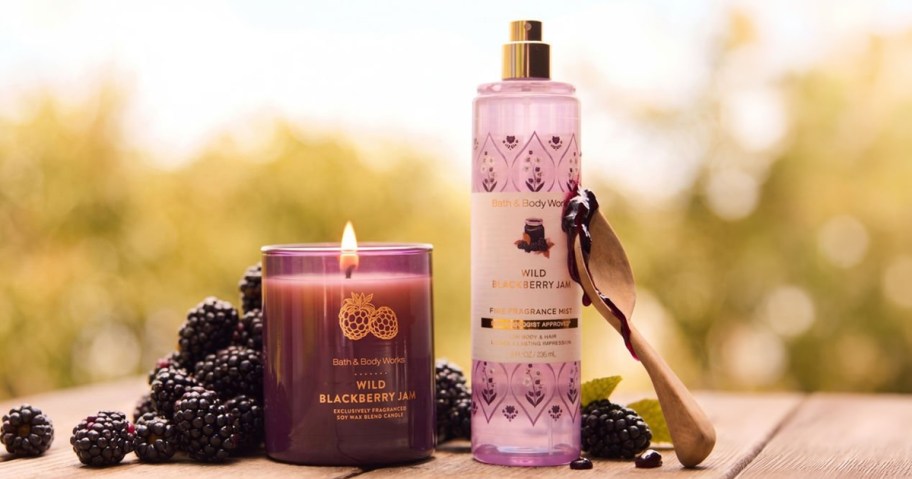 Wild Blackberry Jam Single Wick Candle and body mist spray