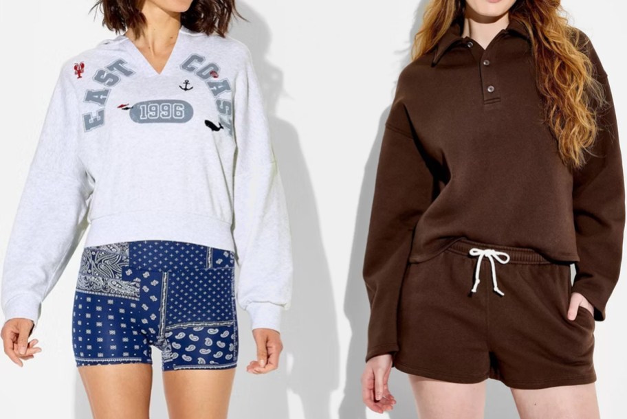 Wild Fable Women’s Split-Neck French Terry Pullover Sweatshirt, Wild Fable Women’s Collared Rugby Pullover Sweatshirt