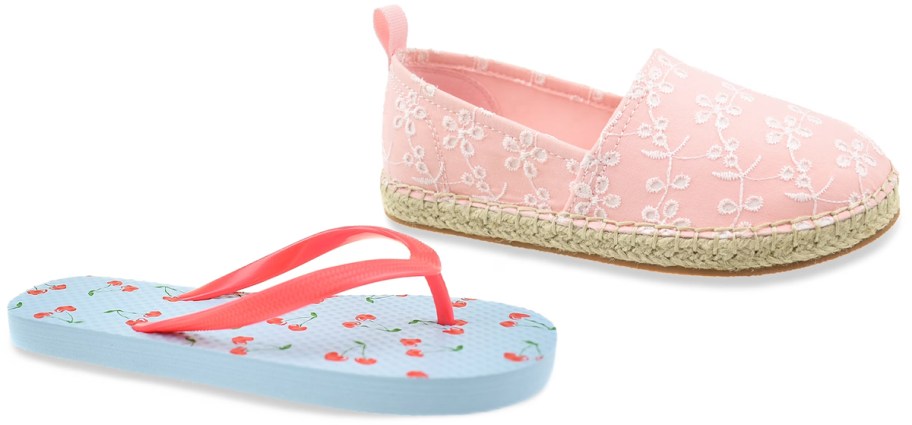 Wonder Nation Girl's Printed Flip Flop Sandals and Wonder Nation Girl's Casual Espadrille Aline Shoes