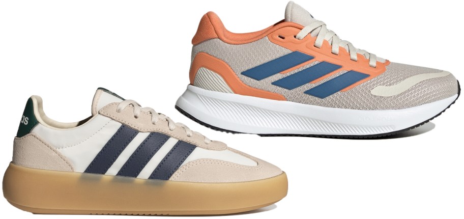 two pairs of adidas shoes