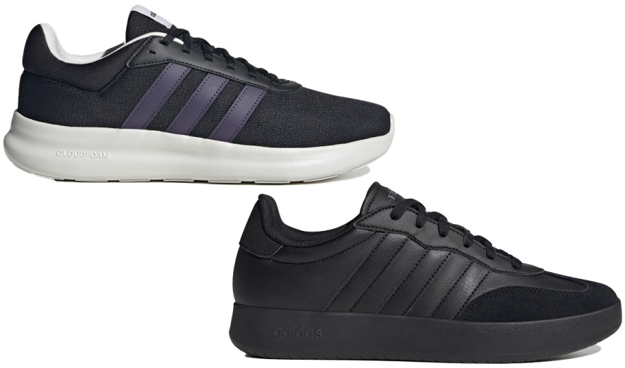 two black adidas sneakers