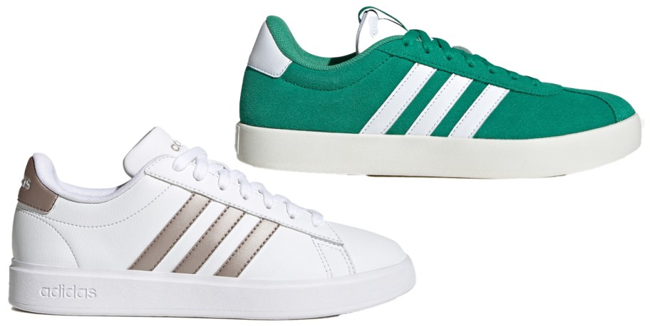 white and green adidas sneakers