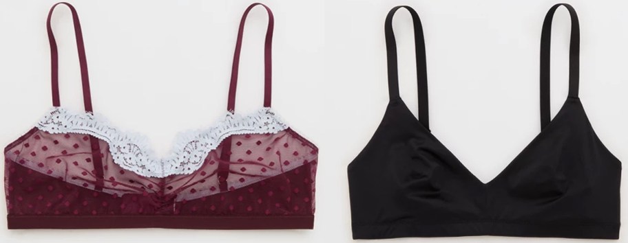 maroon and black bralettes 